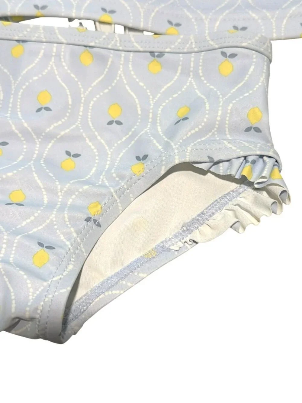 Carters Baby Girls Lemon Print 2-Piece Long Sleeve UPF 50+ Swim Set 9M Blue & Ye